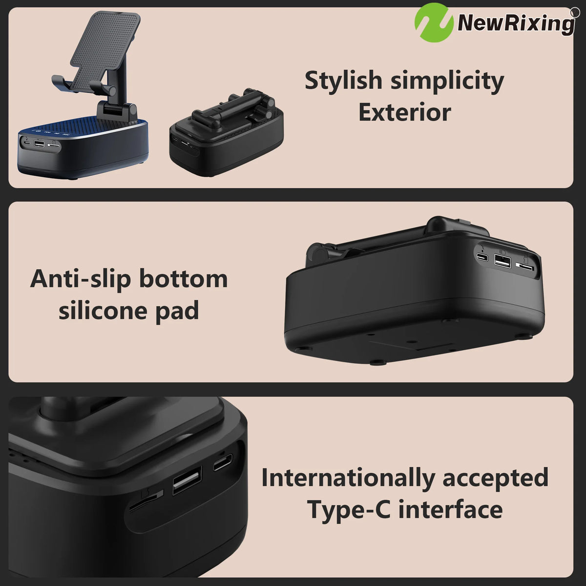 Wireless Phone Holder, Portable Speaker, Speaker Phone Holder, Emergency Power Bank, 1800mAh Battery, USB Charging, Hands-Free