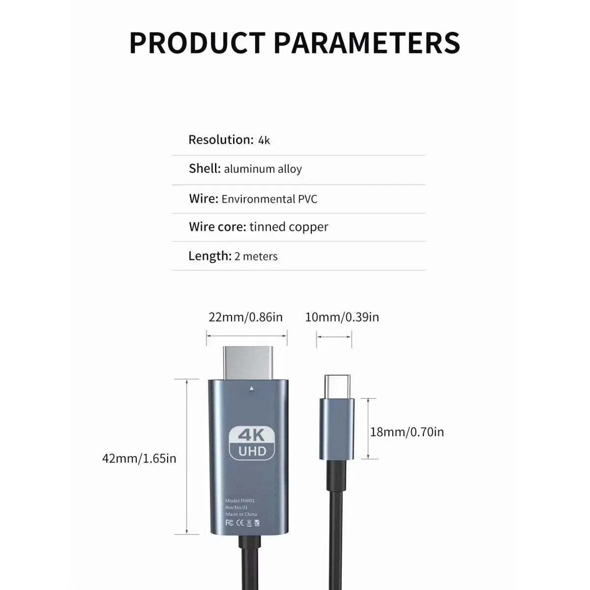 2 m USB-C to HDMI Display Cable, 4K 60 Hz