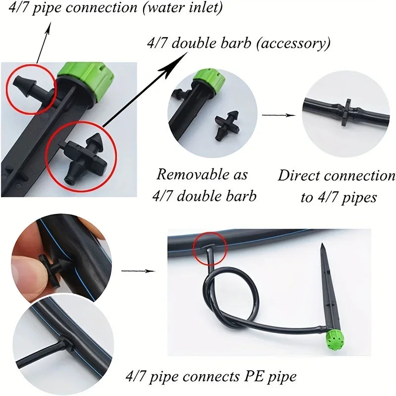 Adjustable Stake Drip Emitter, Black/Green Options