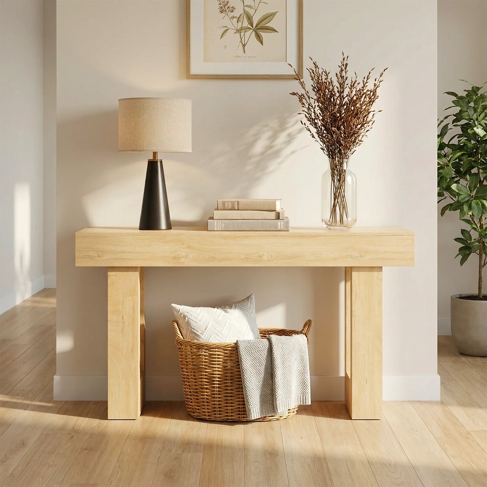 Adjustable Rolling Overbed Table with Lockable Casters and Wood Top