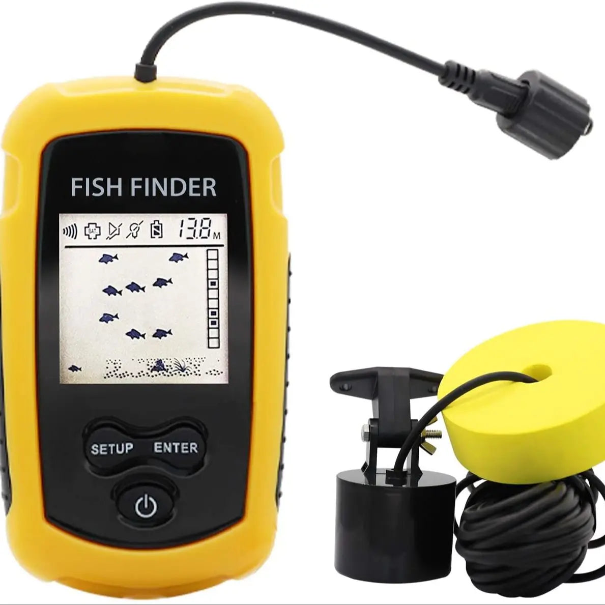 Alarm 100M Portable Sonar Fish Finders 45 degrees Sonar Coverage Echo Sounder Alarm Transducer Lake Sea Fishing 