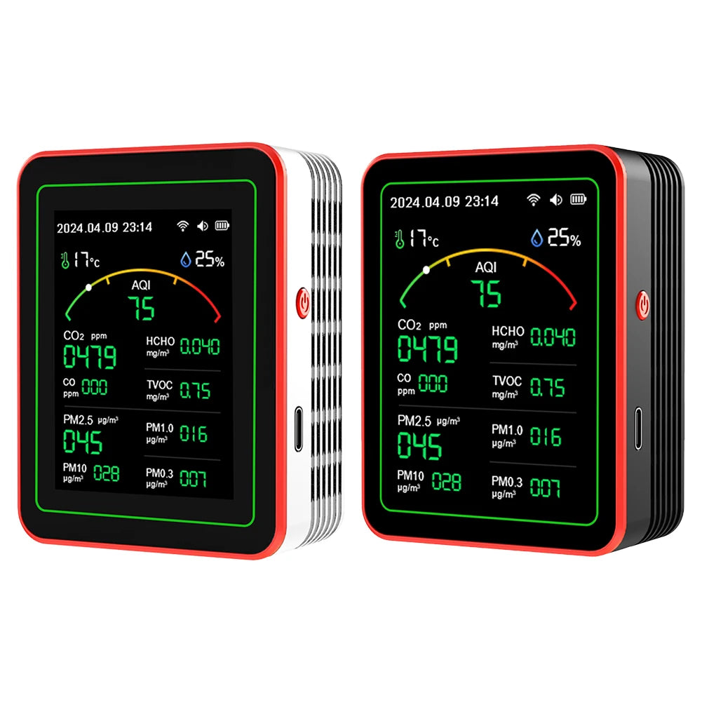 Monitor de calidad del aire WiFi 15 en 1 con pantalla de sensor de CO2, AQI y PM