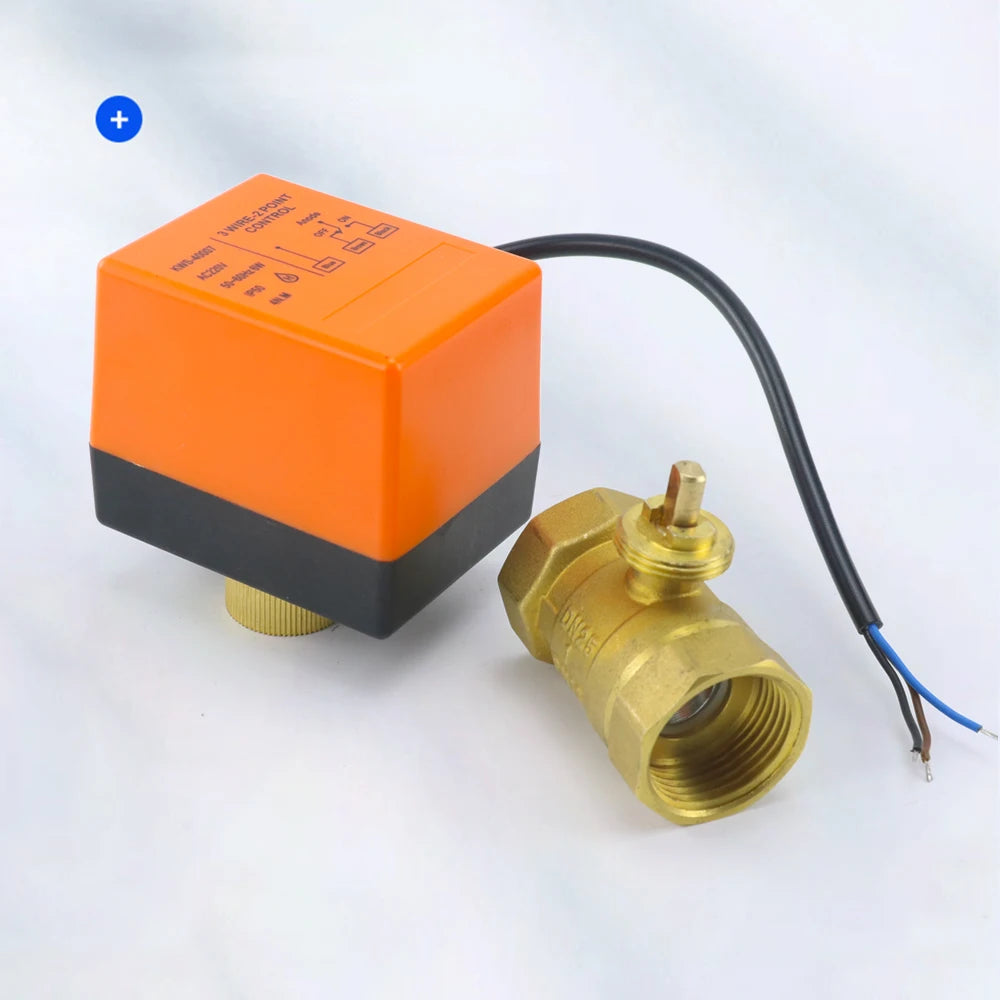 1/2" 3/4" 1" 2-veis motorisert kuleventil i messing DN15/DN20/DN25, elektrisk magnetventil med tre ledninger og to styringer, 220V AC 12V DC