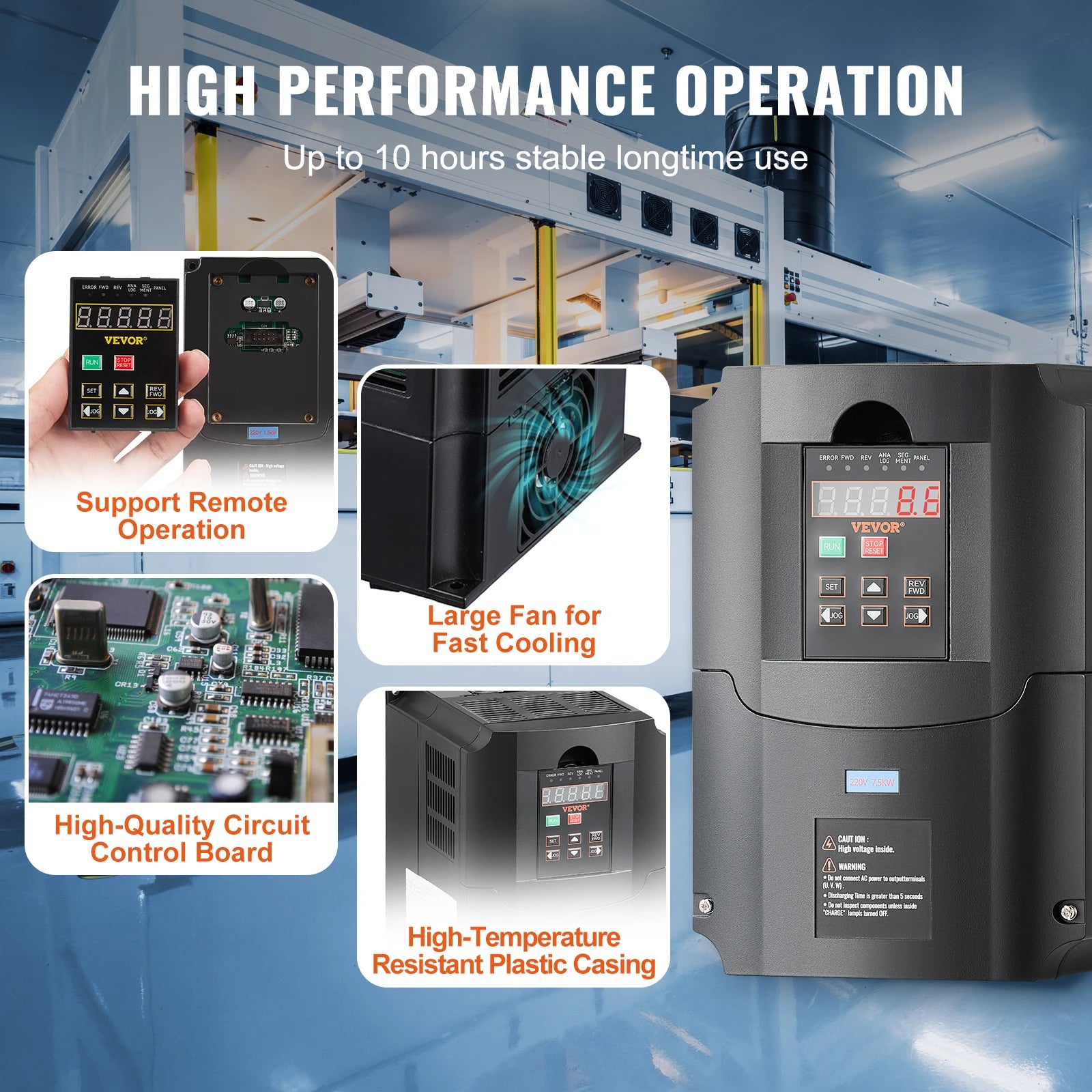 SucceBuy 0.75/7.5KW VFD Frequency Inverter 220V Output Variable Frequency Drive for Spindle Motor CNC Converter Speed Control