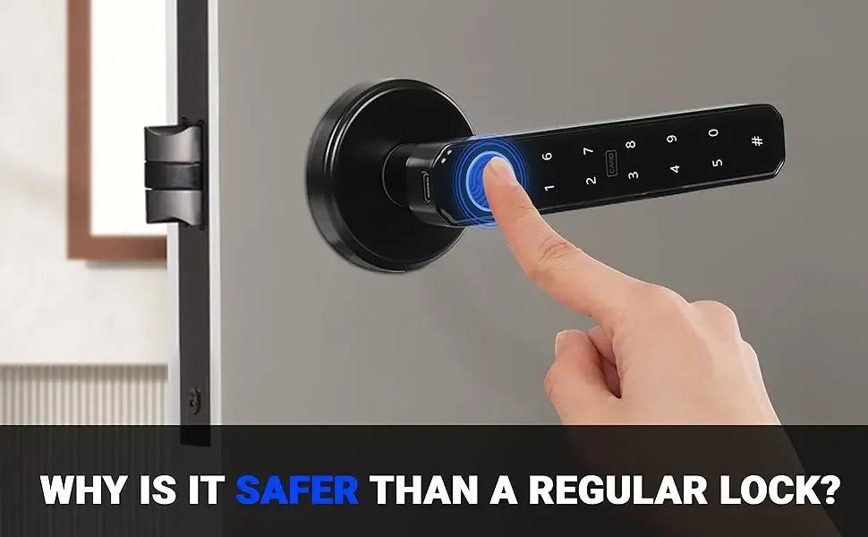 4-in-1 Electronic Fingerprint Door Lock with Password, IC Card and Key