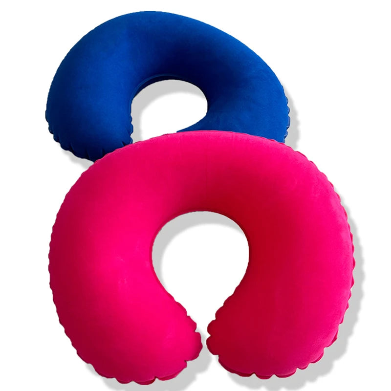 Almohada de viaje inflable para el cuello en forma de C