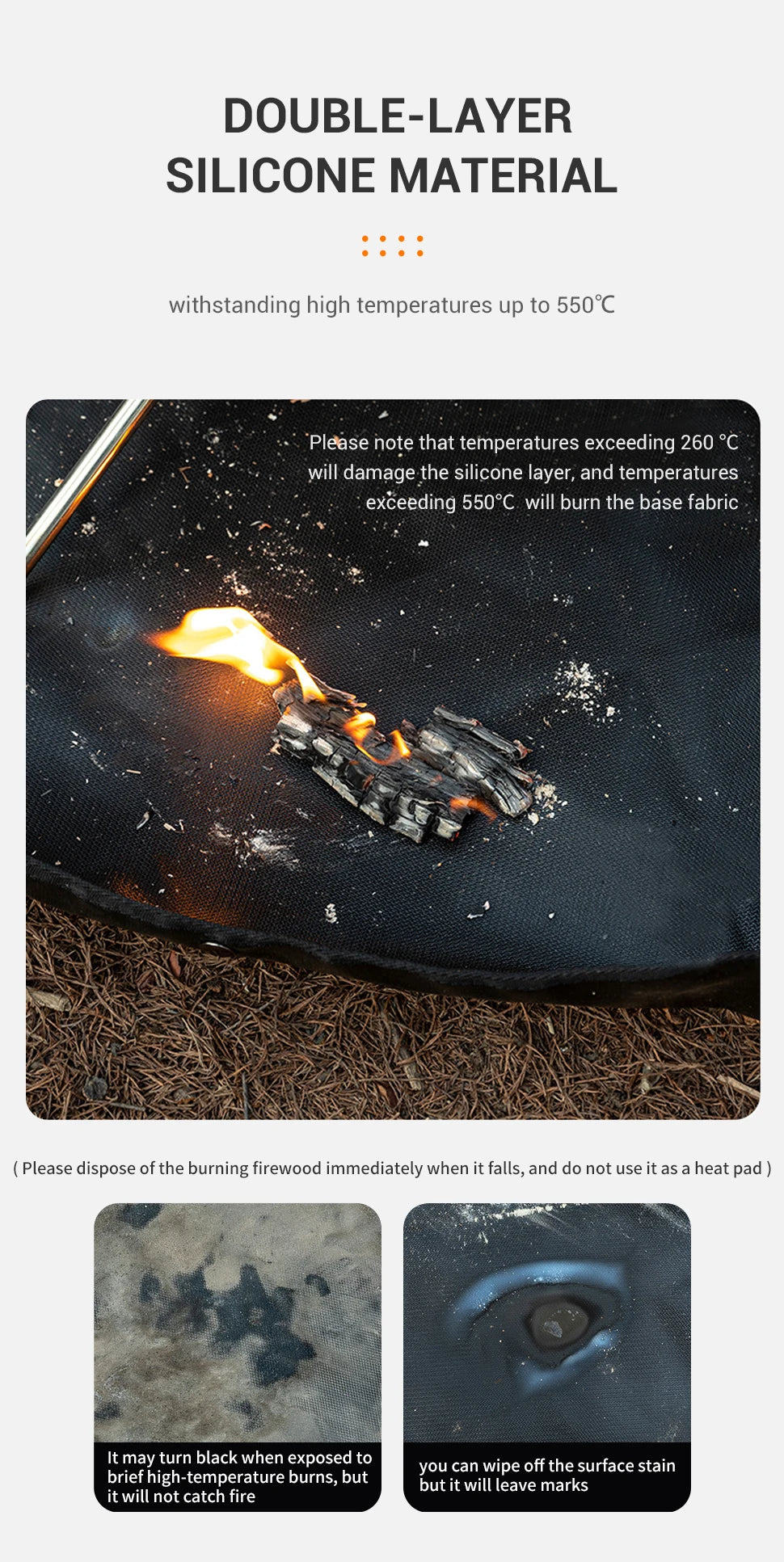 Hexagonal Fire Pit Mat for BBQ and Picnic Heat Protection