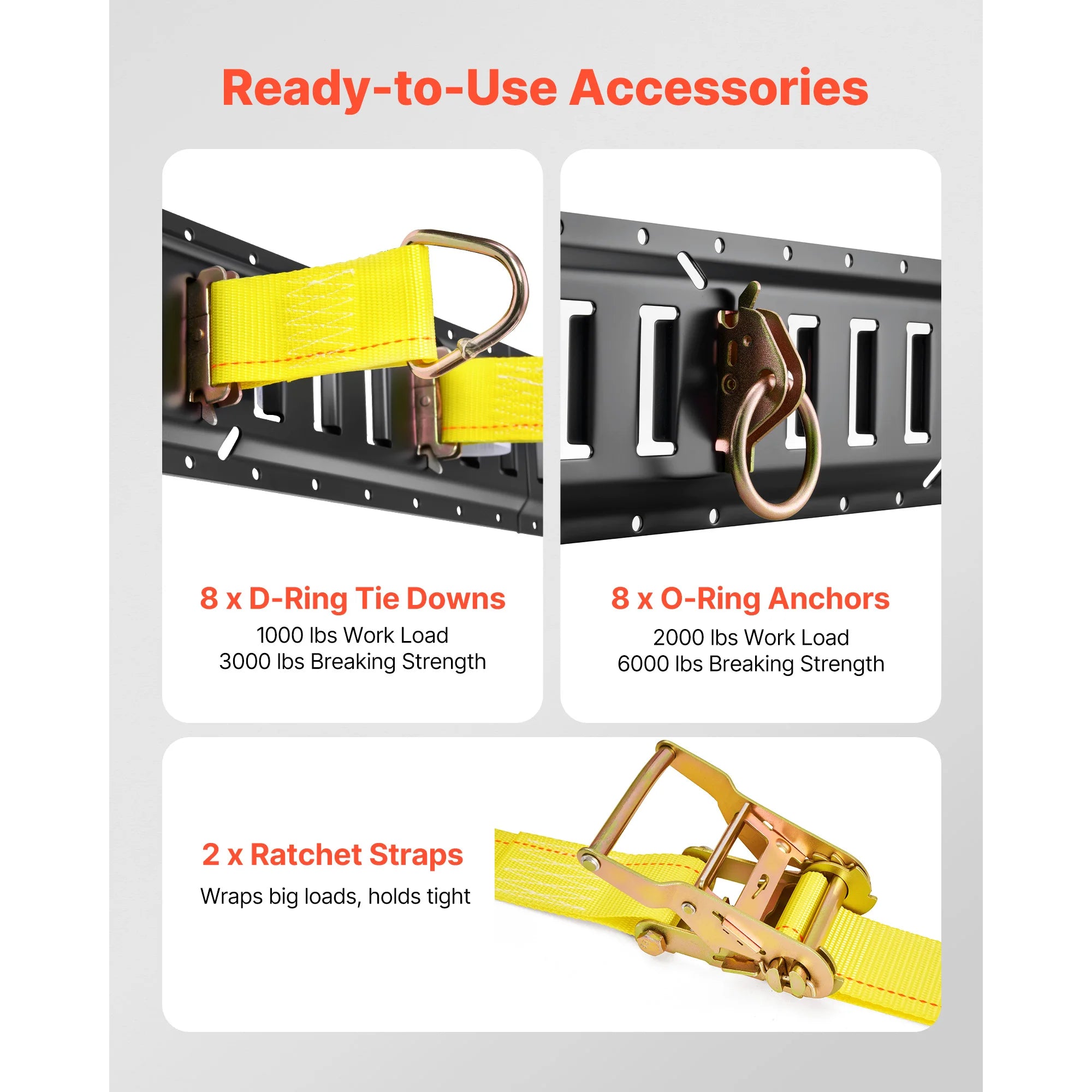 7.7 ft E-Track Tie-Down Rail Kit with Straps & Anchors (4 Pack)
