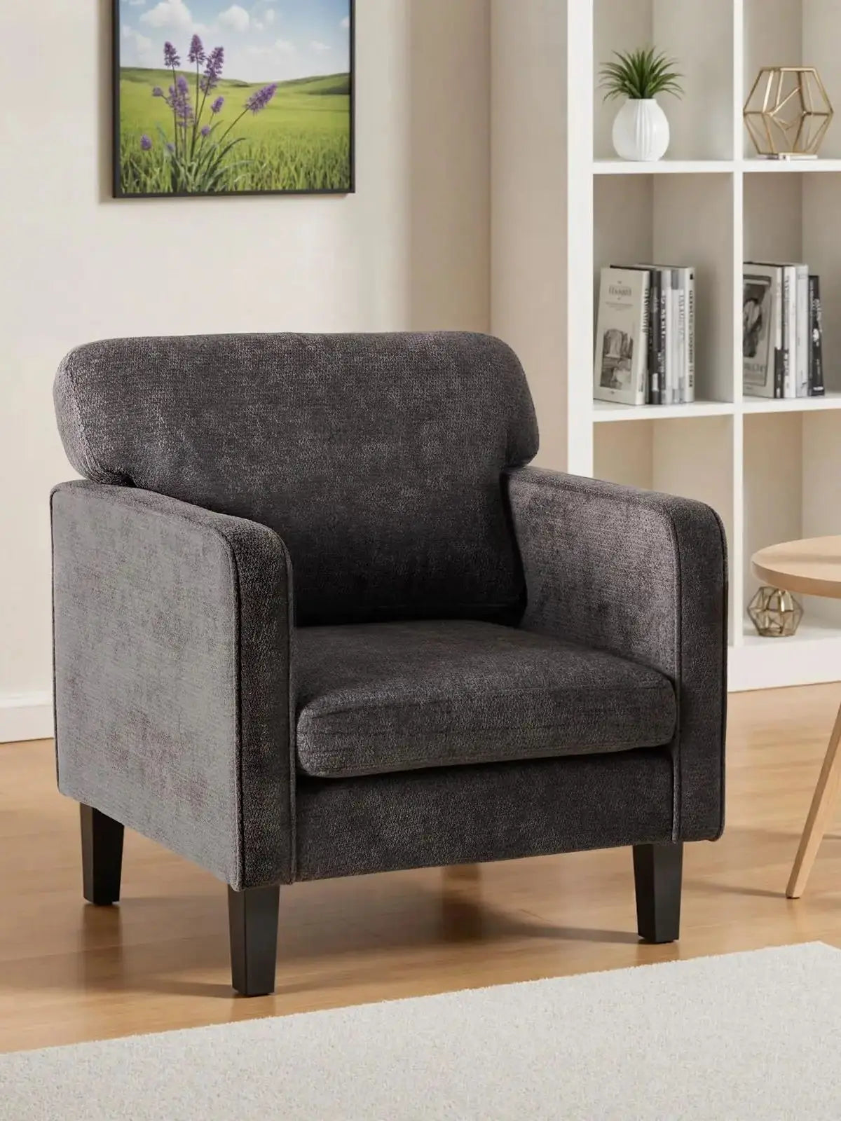 Modern Accent Lounge Chair with Armrests and Ergonomic Backrest