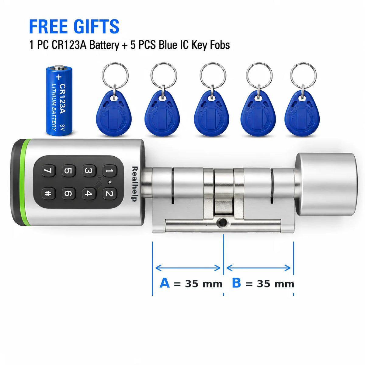 TTLock Smart Lock Cylinder with Keypad, APP Password IC Card Mechanical Key, Adjustable Euro Profile Door Lock