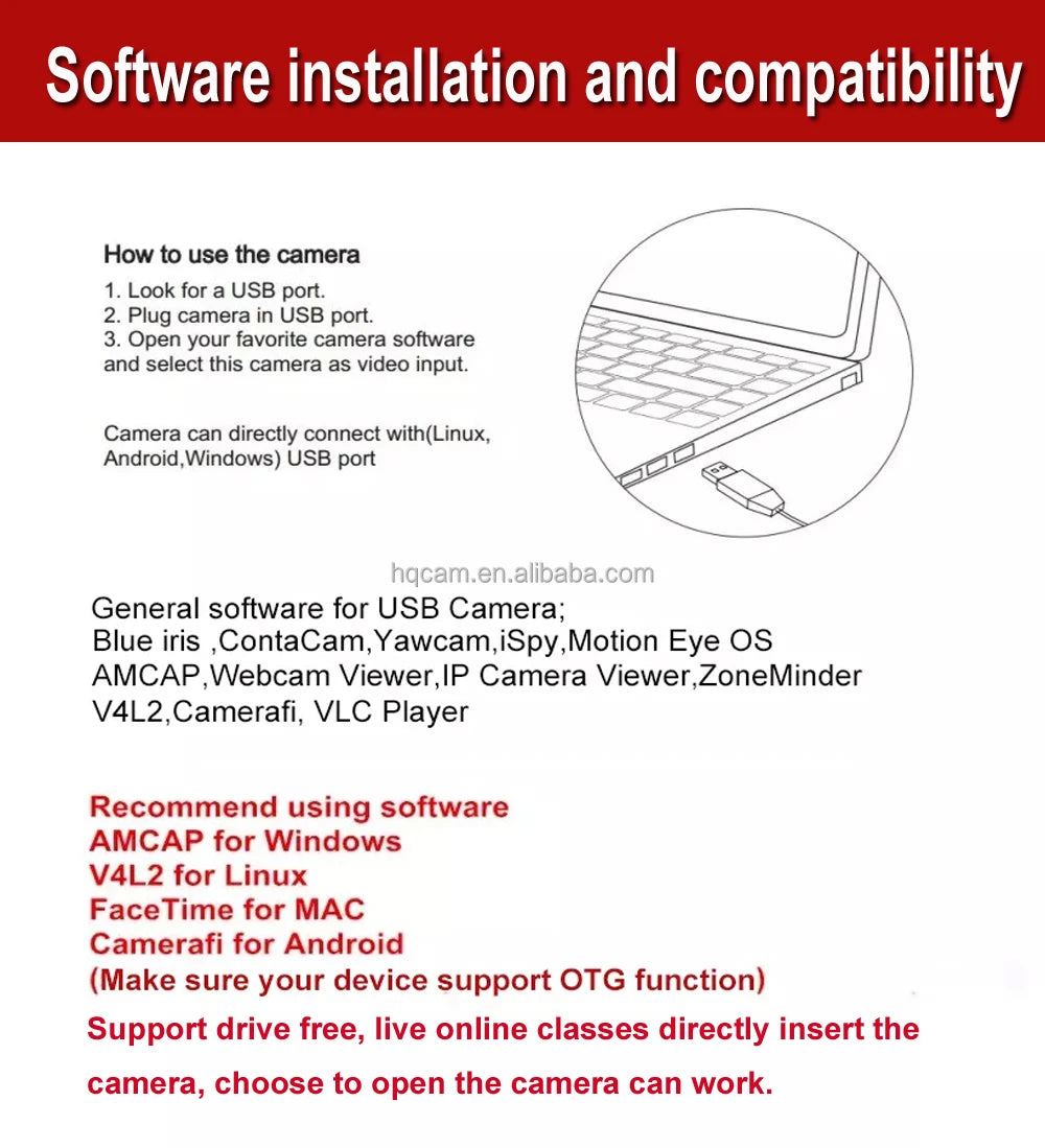 Middle Screen Adjustable Webcam 4K Auto‑Focus Mini USB Camera