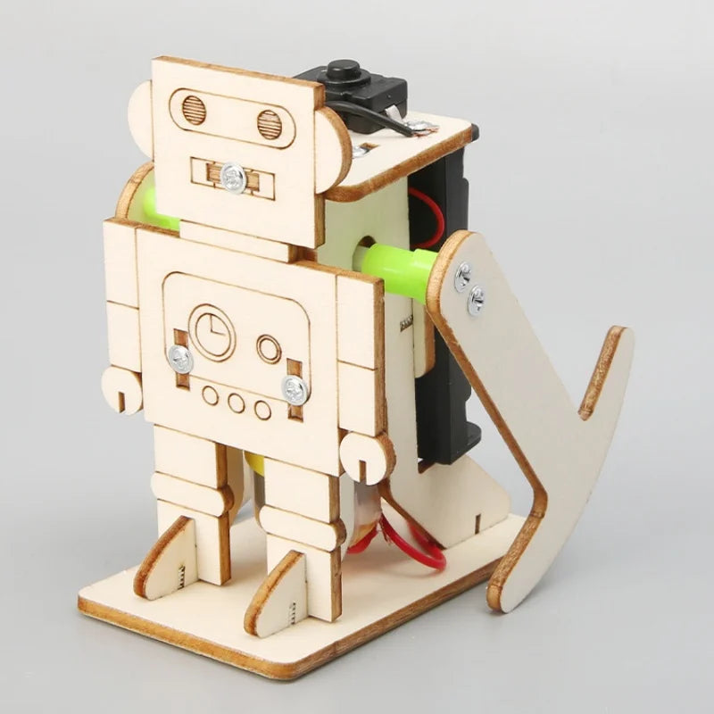Drewniany zestaw DIY do złożenia chodzącego robota