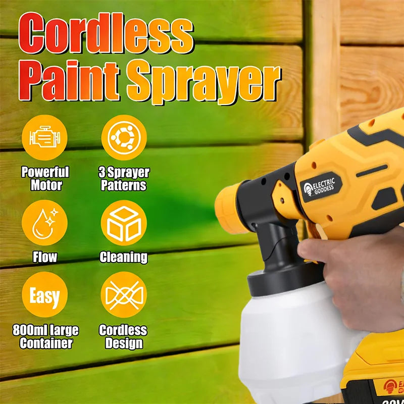Cordless HVLP Paint Sprayer with 800ml Cup & 3 Spray Patterns