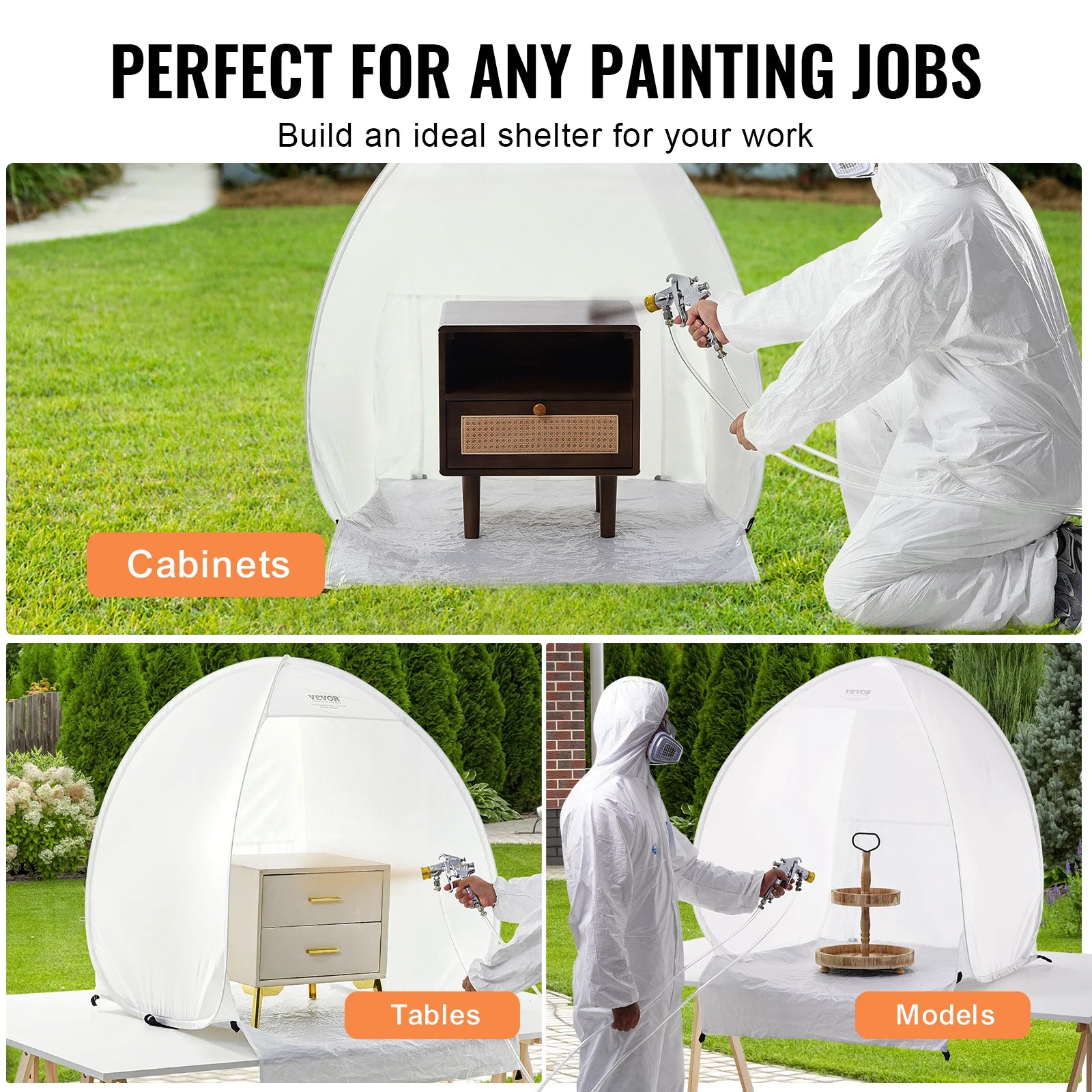 Portable Spray Paint Tent 40x35x40in Pop-Up Shelter with Exhaust