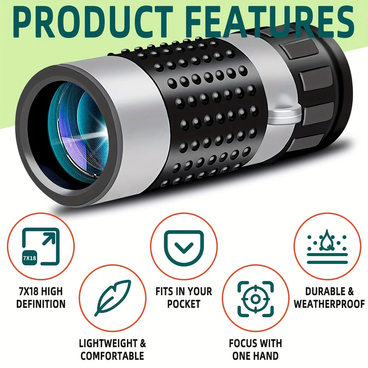 7x18 Compact Monocular for Outdoor Viewing