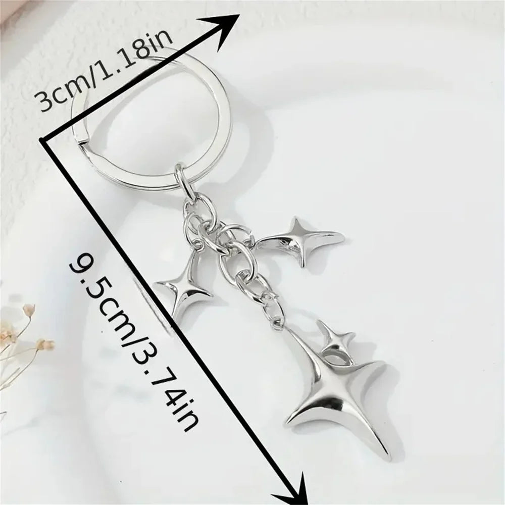 Silver Star Moon Metal Keychain