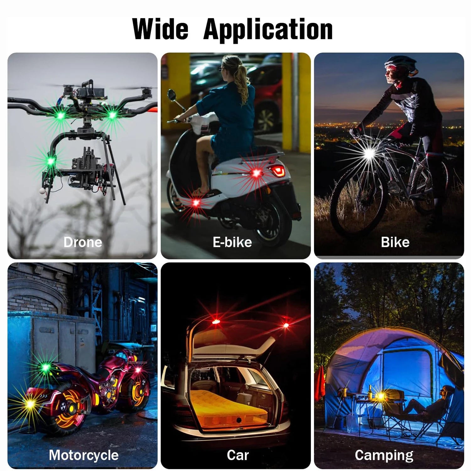 2/4/6/8 pcs LED Aircraft Strobe Lights Remote Control 8 Colors Anti-Collision LED Lights for Car Motorcycle Drone Aircraft Bike