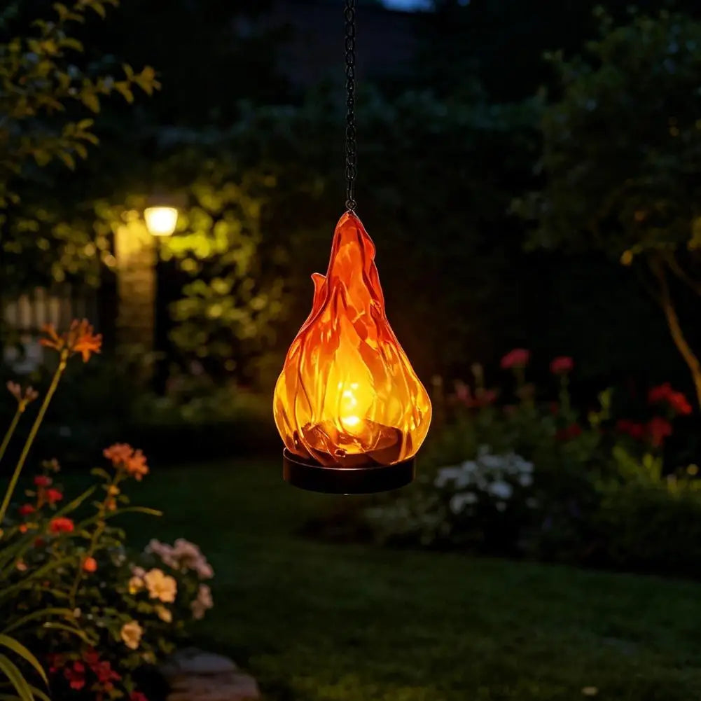 Flame-Effect Hanging LED Lantern with Chain