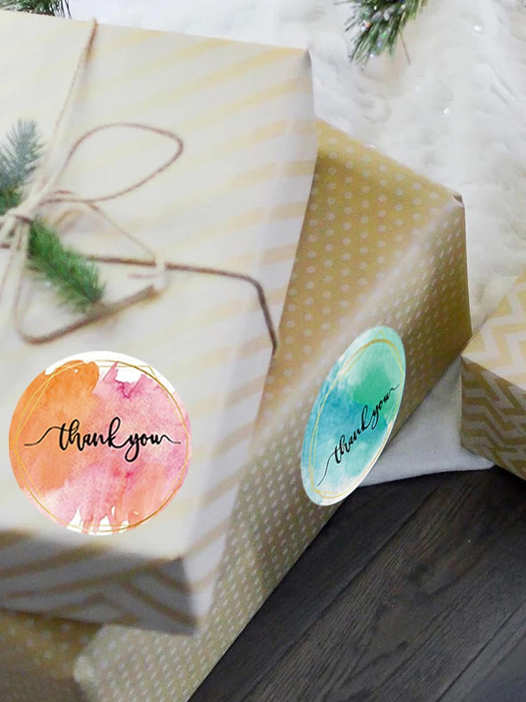 500pcs/Roll Thank You Stickers 2.5cm Cute Pink Gold Labels For Small Business Or Wedding Gift Decor Stationery Packaging Sticker