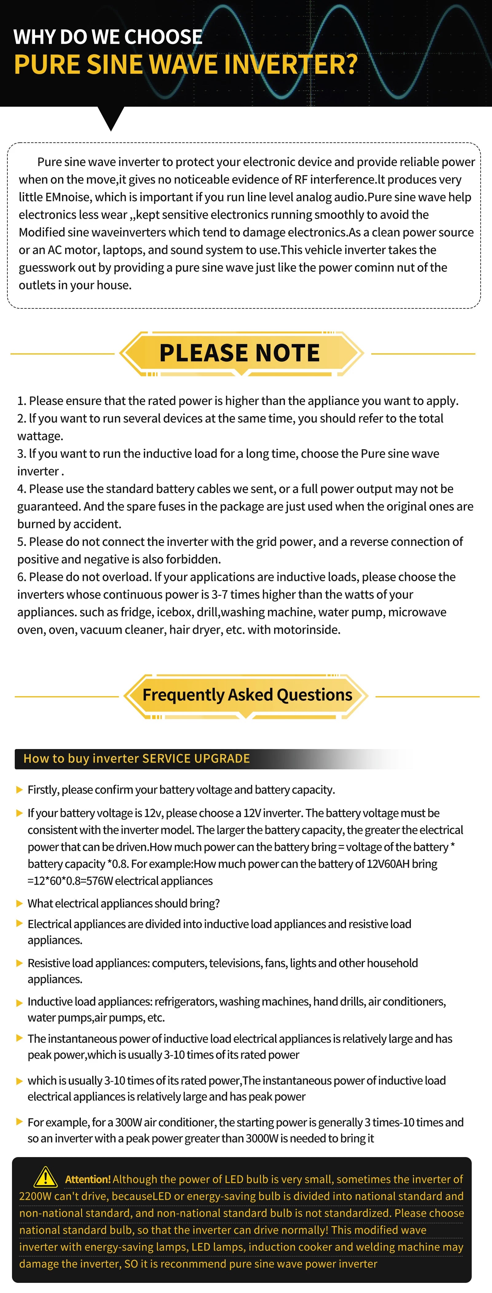 DATOUBOSS Portable 1200W2300W Dual Voltage Inverter DC12V-24V Auto Switching Pure Sine Wave Inverter for RV Off-Grid SolarSystem
