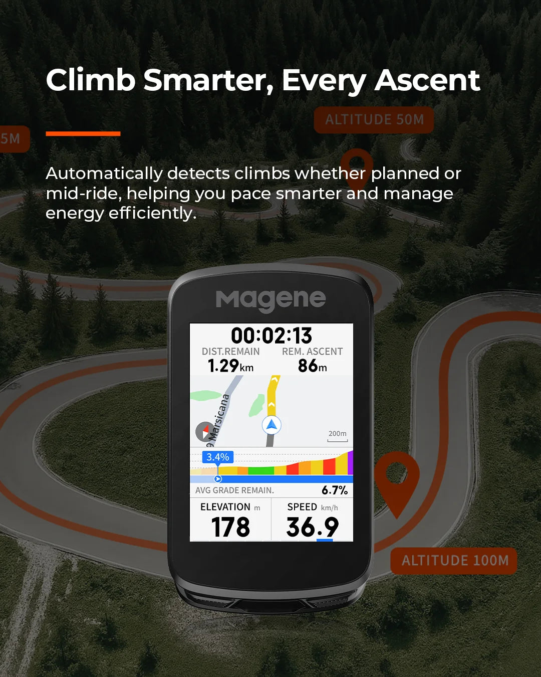 Computer per bici GPS Magene C606V2 con navigazione touchscreen da 2,8"