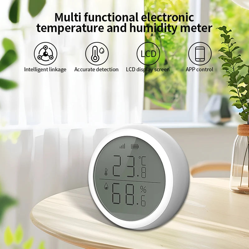 Work with Tuya Smart ZigBee Thermometer Home Indoor Temperature And Humidity Se nsor LCD Display APP Voice Control Alexa Google Home Assistant