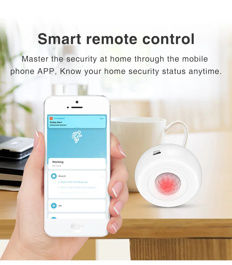 Tuya WiFi Smart PIR Motion Detection Sensor Security Burglar Alarm Sensor Smart Life App Control Support Alexa Google Home 
