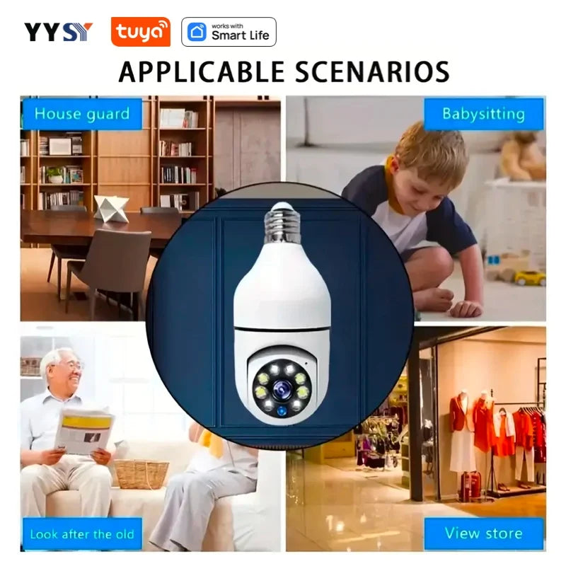 Tuya Smart Home 2.4G E27 Bulb Wifi Surveillance Camera HD Night Security Video Surveillance Supprt Two Way Audio Mobile Motion 