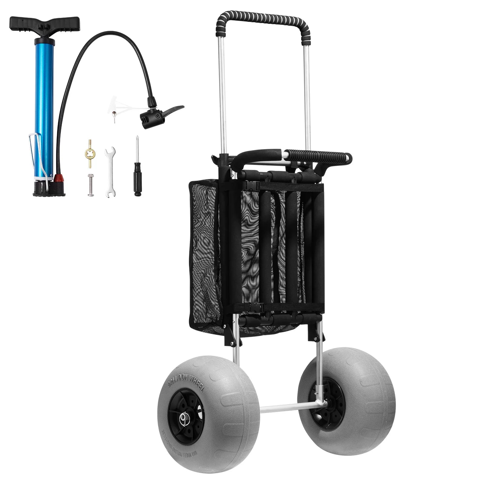 Beach Dolly Cart with Balloon Wheels 165lb Capacity Foldable