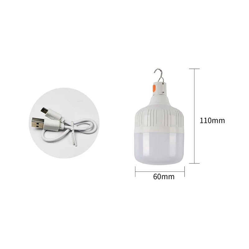 Portable Rechargeable LED Street Camping Light with Hook Dimmable Tent Lantern USB Charging Emergency Multifunctional LED Lamp 