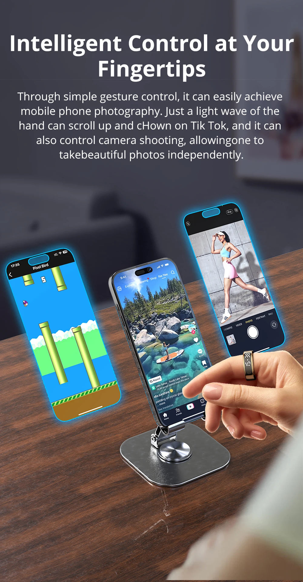 2025 COLMI R12 Smart Ring with Display Screen and Touch, Wireless Charging, Health Manager, 5 ATM Waterproof For Men Women 