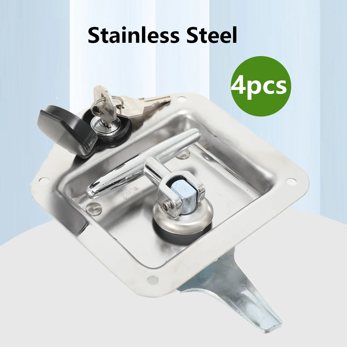 4Pcs 304 Stainless Steel Toolbox Locks with 8 Keys, T-Handle Case Lock 170x120x65mm for Storage Box and Tool Chest – Dustproof Rubber Seal Included