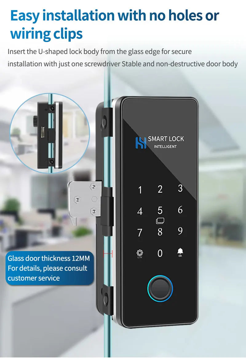Bluetooth-tasted Lock til glas- eller rammede døre