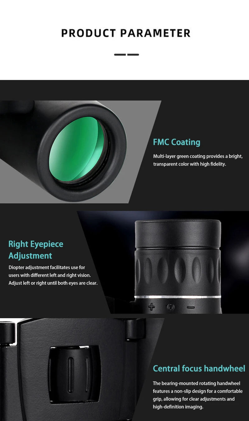 Binoculars 9000M Long Range 900x25 HD Folding Night Vision Mini Telescope FMC Optics For Hunting Sports Outdoor Camping Travel