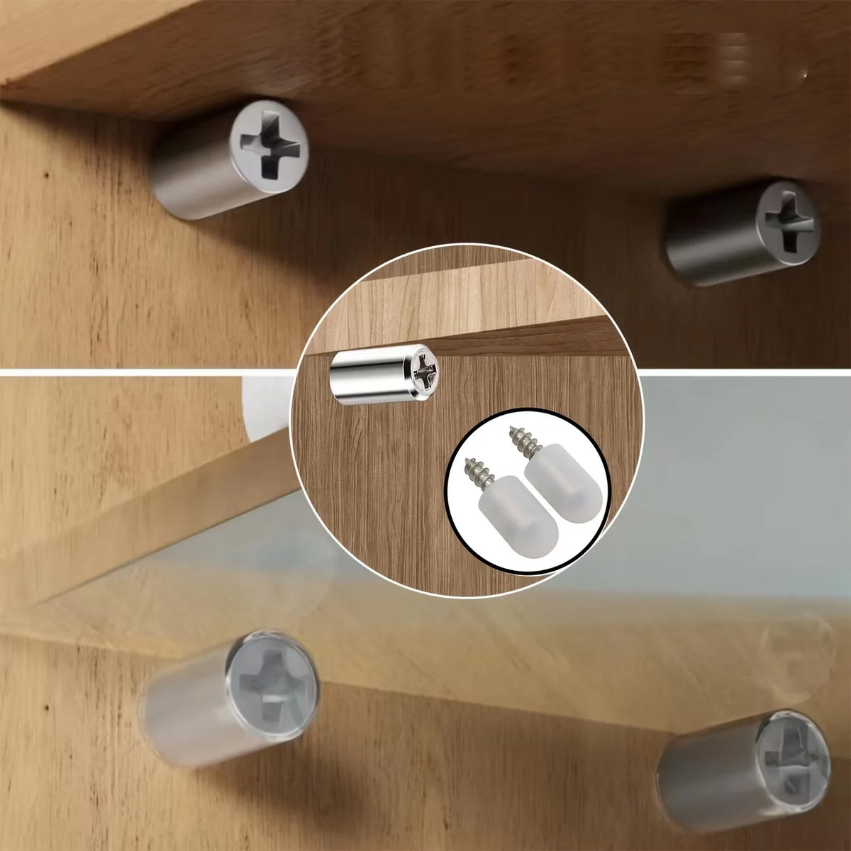 Plankdrager, zelftappende schroeven, planksteunpennen, glazen en houten plankpennen, stevige drager voor zwevende planken