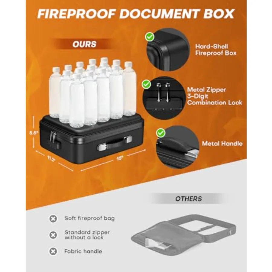 Fireproof Document Box with Lock for Home Office Storage