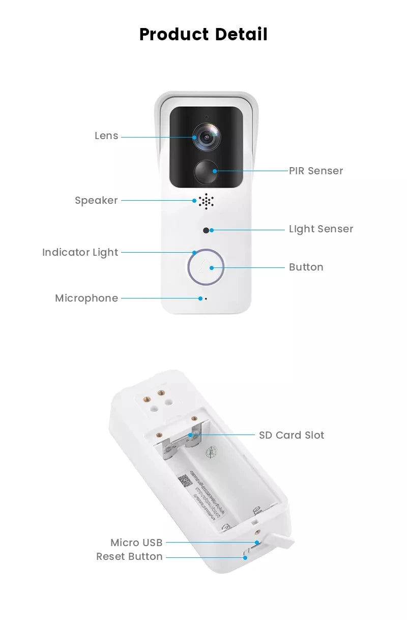5G 2.4G WiFi Video Doorbell 1080P Tuya Smart Outdoor Wireless Intercom Waterproof Wireless Camera Ringing Bell 