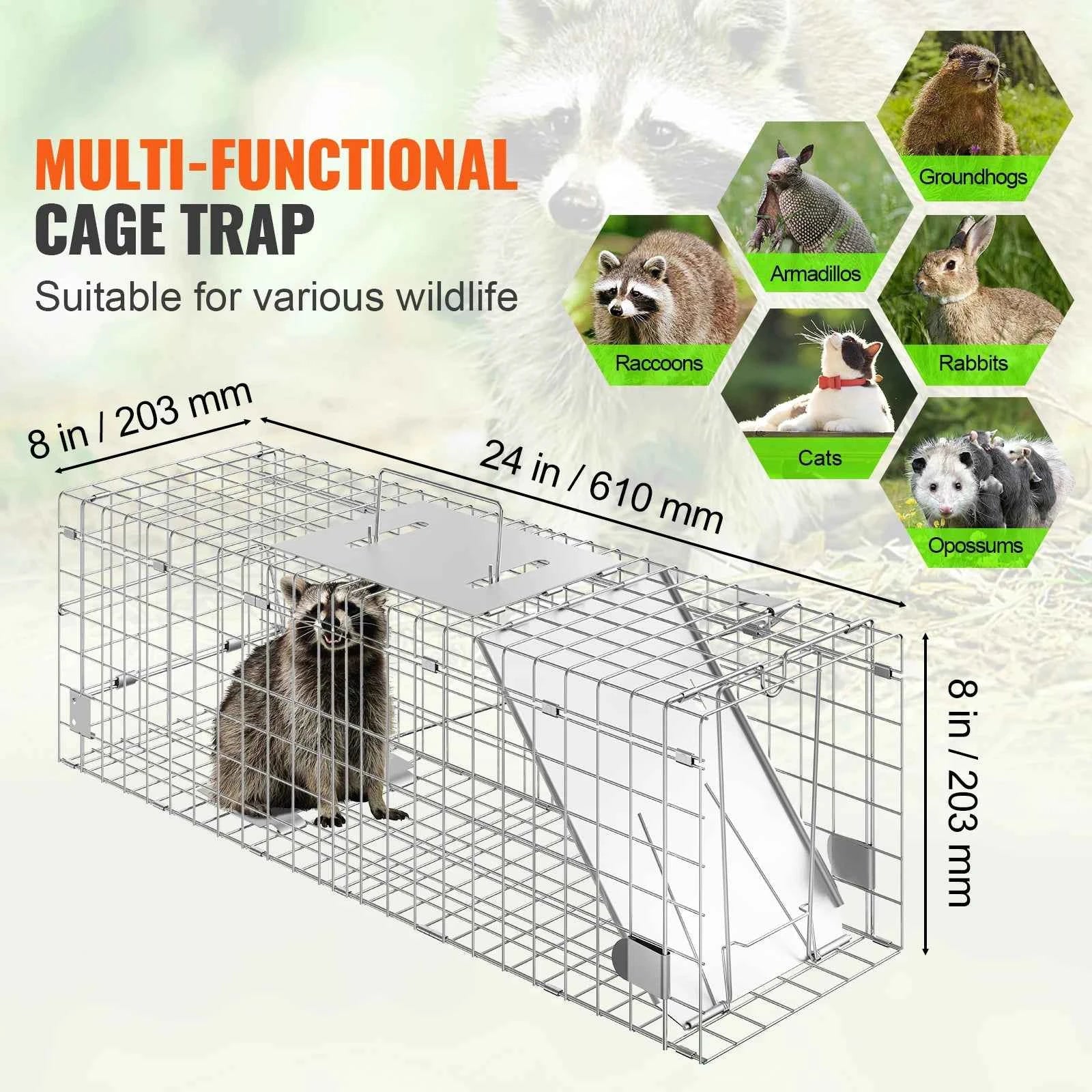 24 Inch Folding Live Animal Cage Trap with Handle