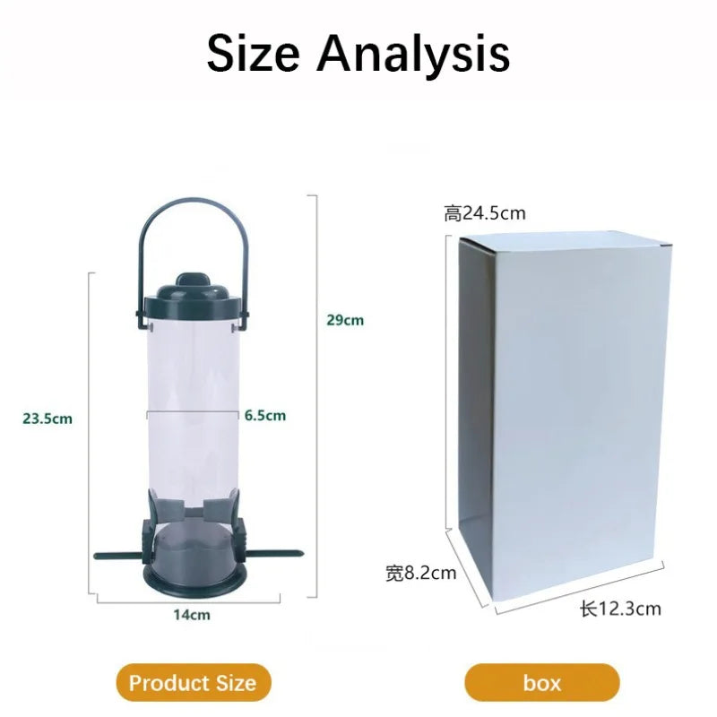 New Bird Feeder Wild Balcony Outdoor Hanging Attractor Hummingbird Feeder PVC Material Pet Supplies Grain Output Both Sides