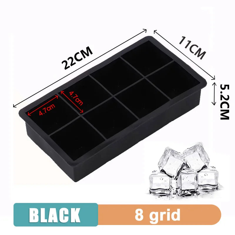 4/6/8/15 Grid Big Ice Tray Mold Giant Jumbo Large Food Grade Silicone Ice Cube Square Tray Mold DIY Ice Maker Ice Cube Tray 