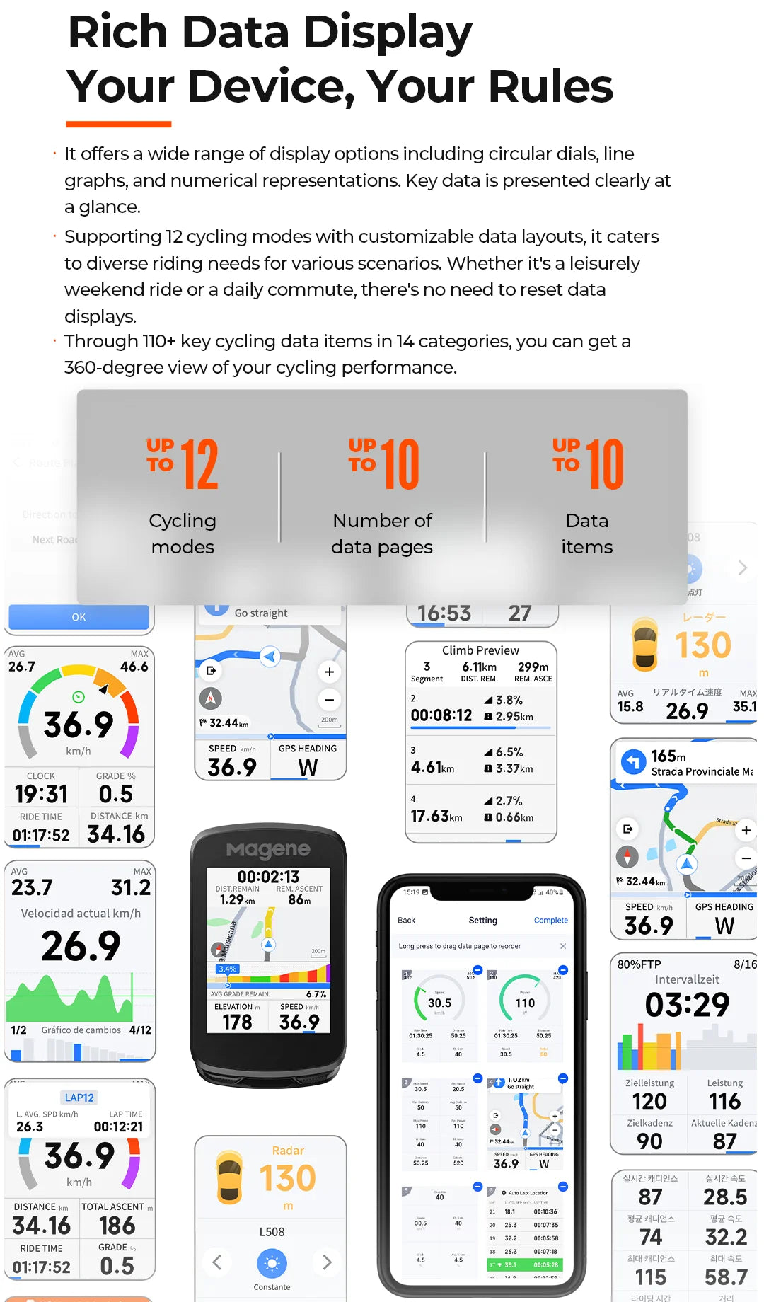 Computer per bici GPS Magene C606V2 con navigazione touchscreen da 2,8"