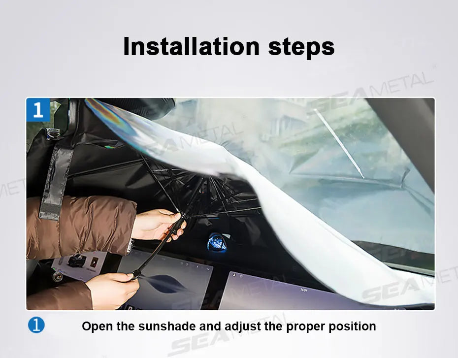 SEAMETAL Car Windshield Sun Shade Universal Front Window Sunshade Cover Summer Auto UV Reflection Film Umbrella Heat Insulation