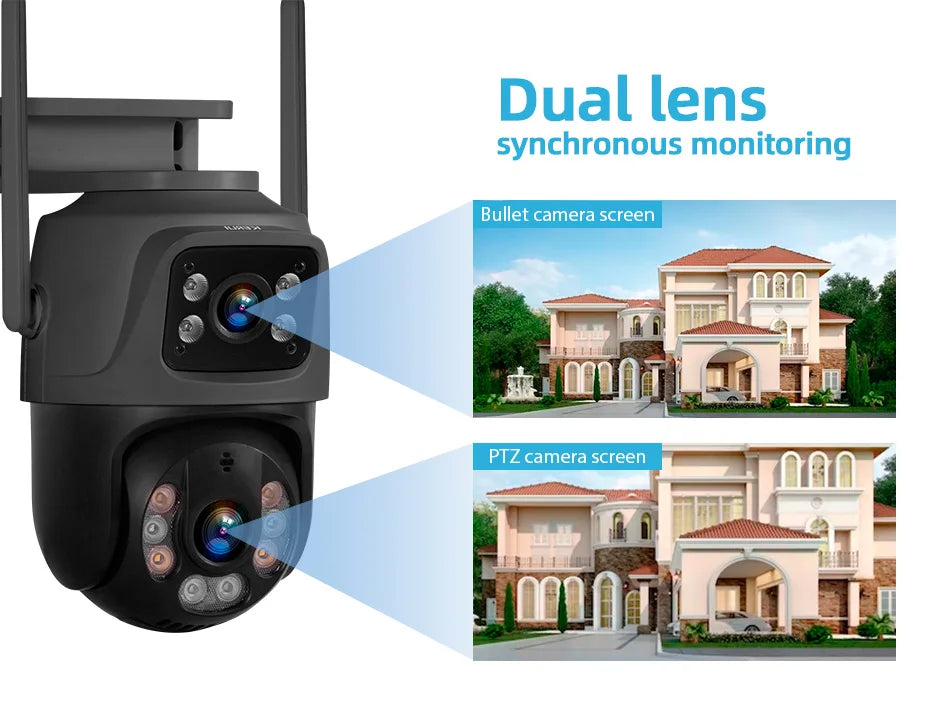 6MP Dual Lens WiFi PTZ Outdoor Security Camera with Human Detection
