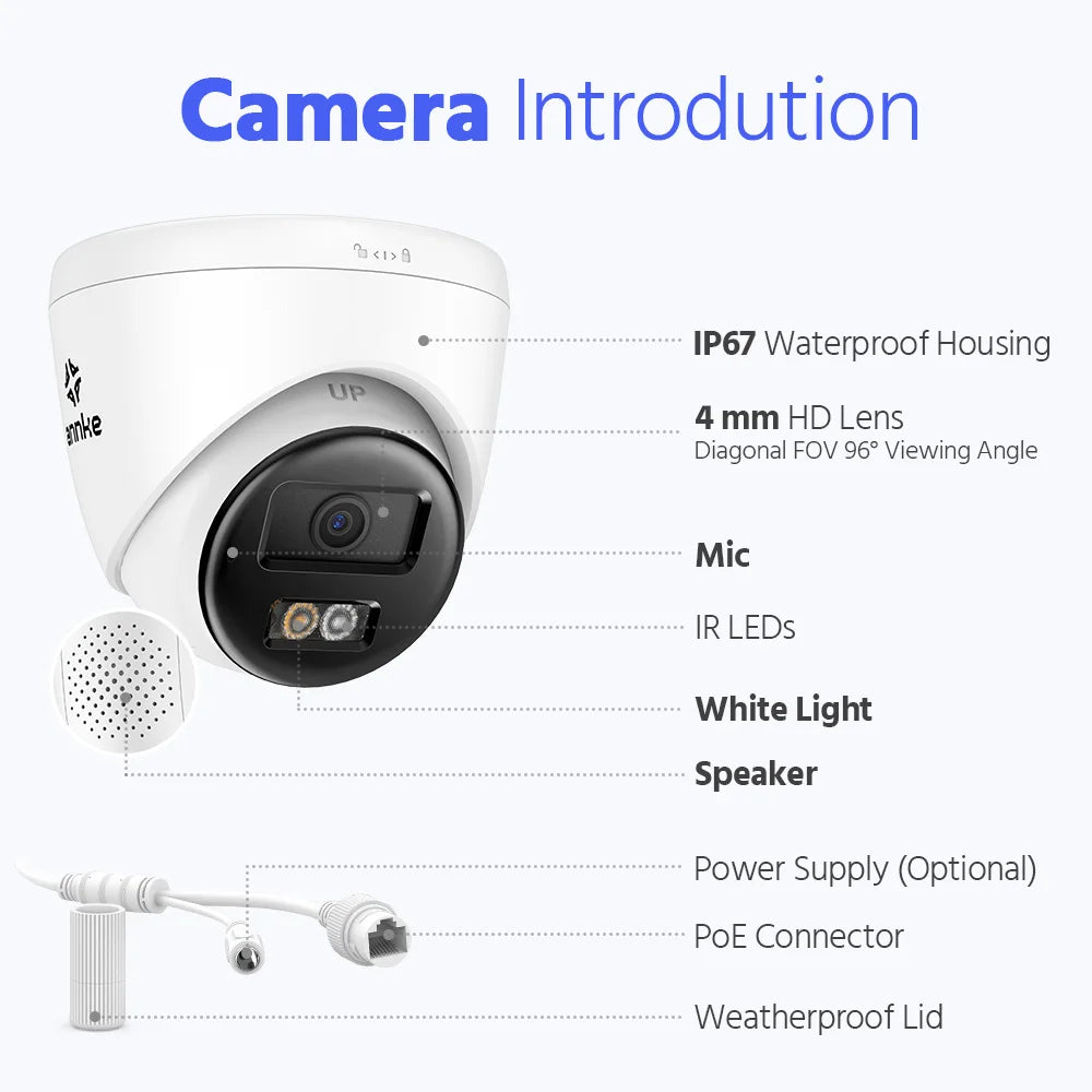 ANNKE 8MP 4K PoE Outdoor Security Camera with Two-Way Audio