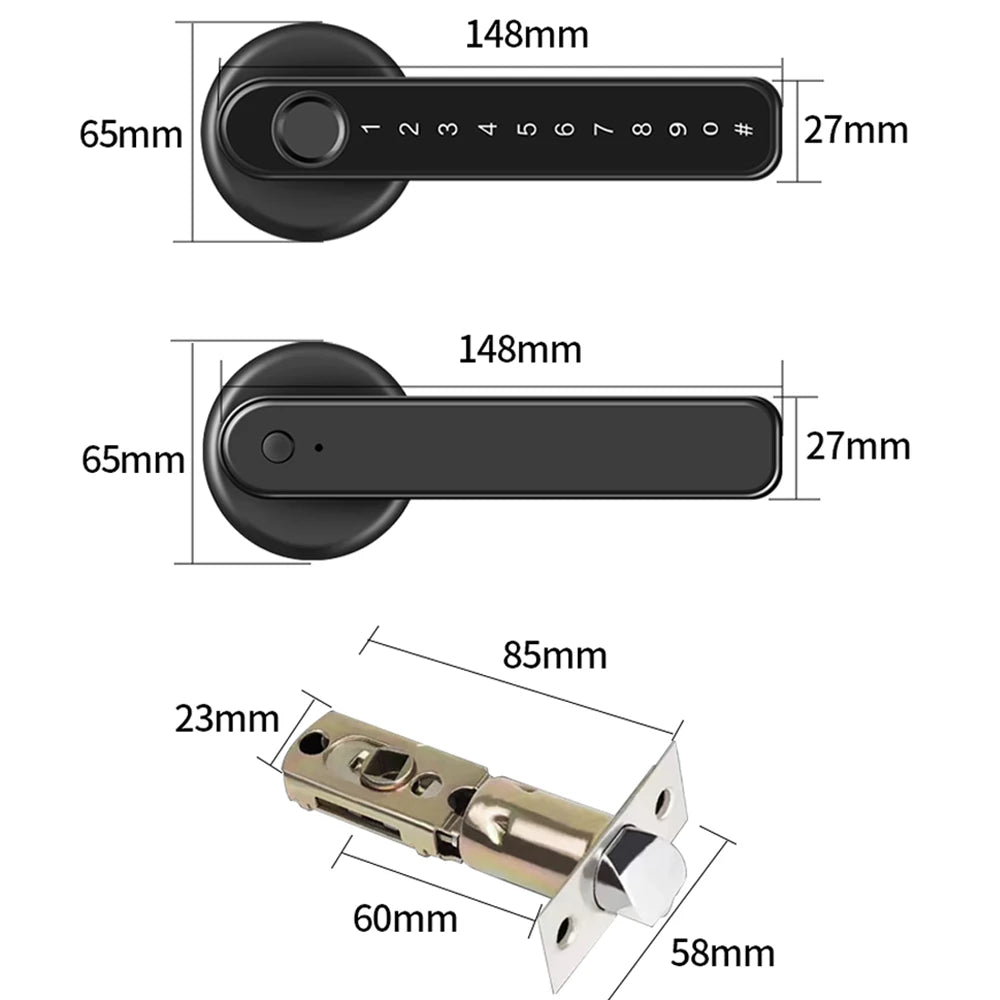 Bluetooth Fingerprint and Keypad Door Handle Lock