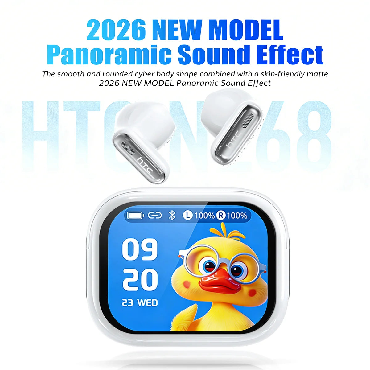 Smart AI Translator HTC NE68 Wireless Bluetooth Earphones With Mic Clear Sound Earbuds Low latency Translation 40Hrs Playback
