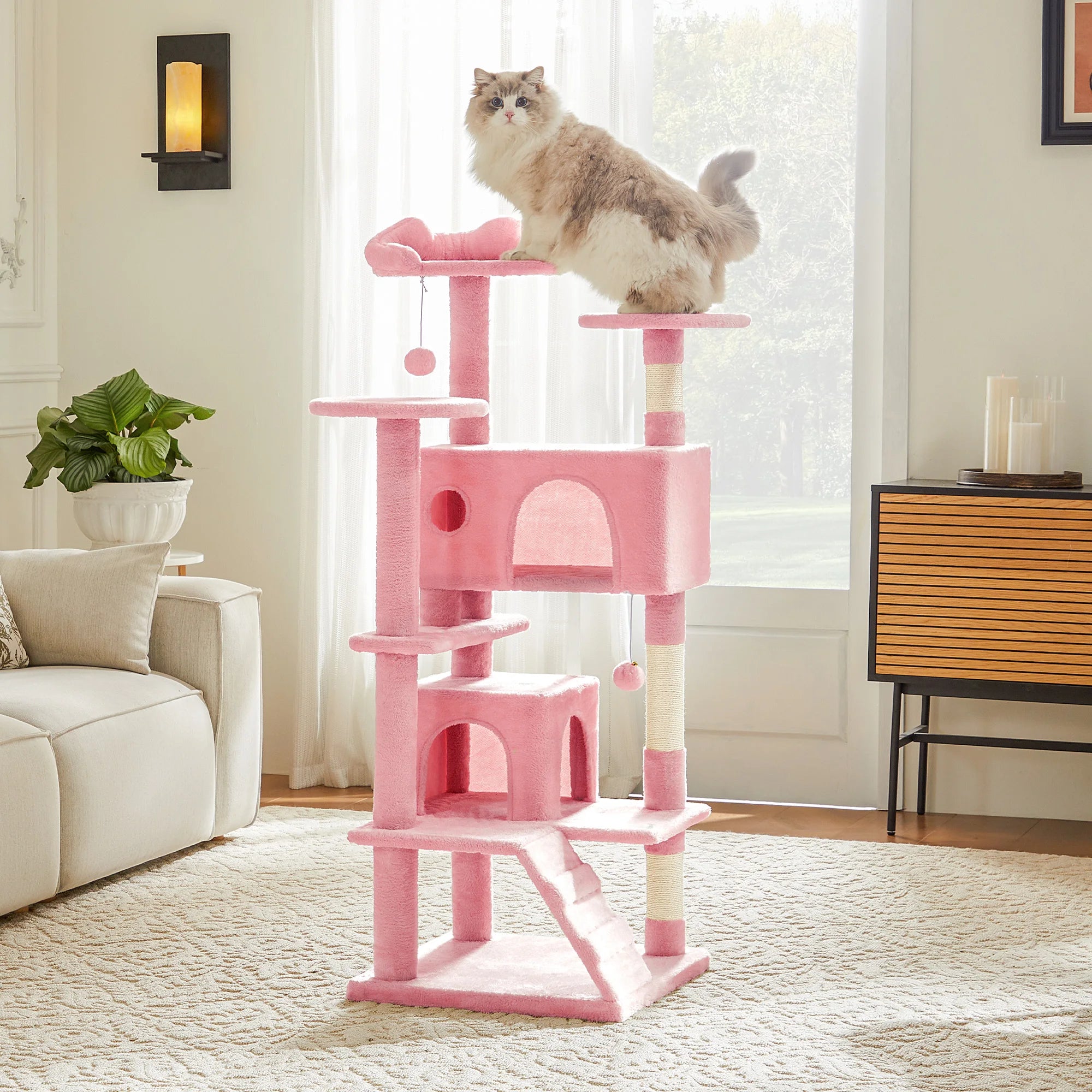 54in Multi-Level Cat Tree Tower with Condo & Sisal Scratching Posts