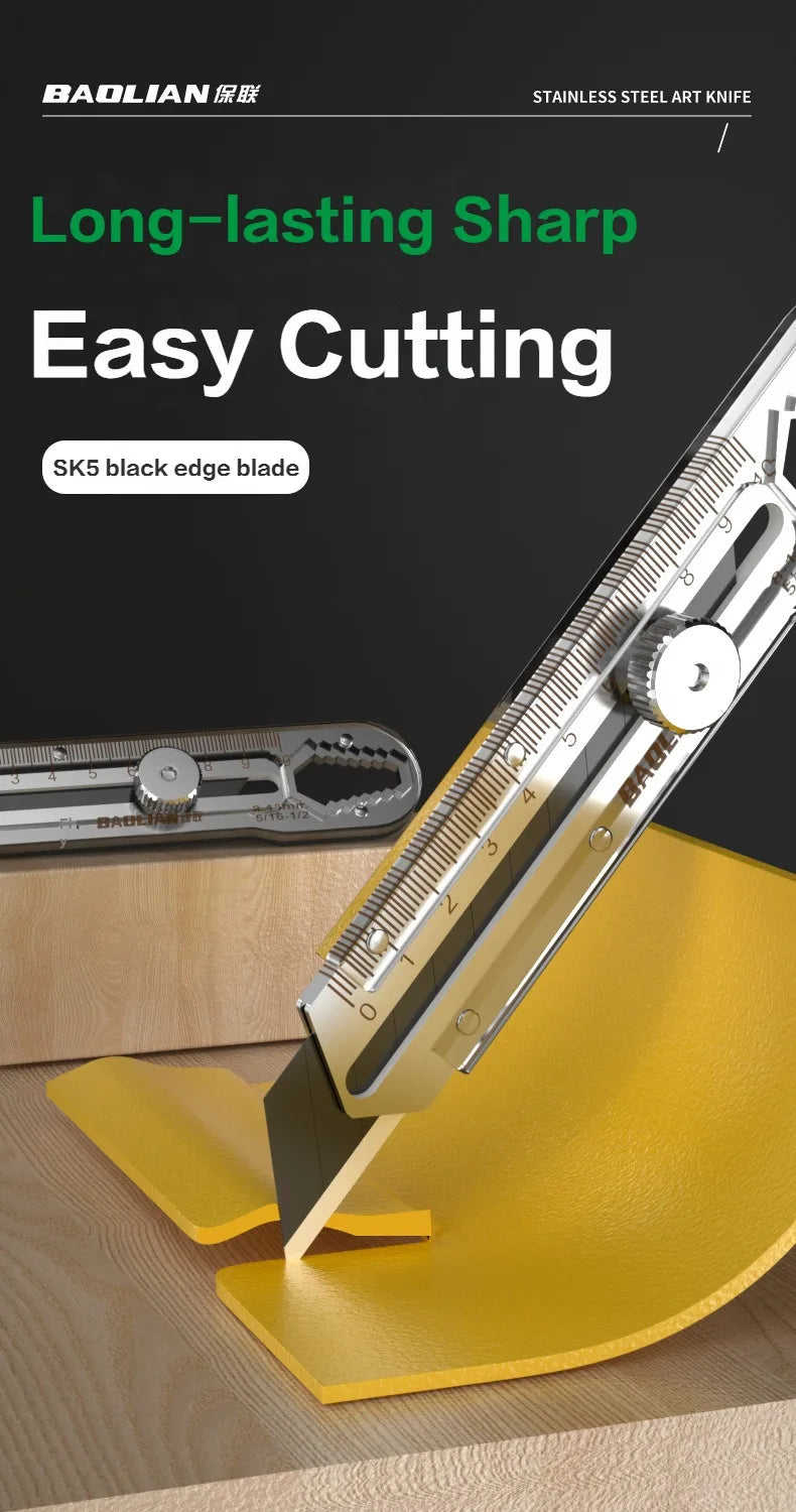 Utility Knife Box Cutter 8 In 1 Mutipurpose Stainless Steel Retractable Heavy Duty Waterproof Snap off Cutter Knife And Blades 