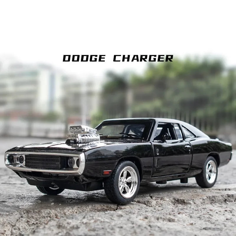 Modelo de carro em liga metálica à escala 1:32 de Velocidade Furiosa, com som e luz, miniaturas e veículos de brincar, carro de recuo, brinquedos de coleção
