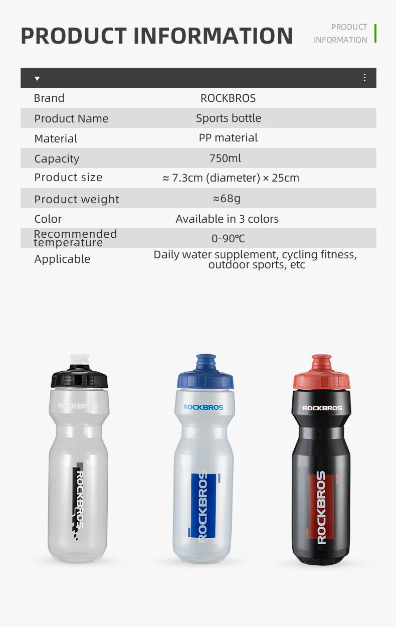 750 ml dviračio gertuvė, nepraleidžianti skysčių, sportinė gertuvė dviračiams